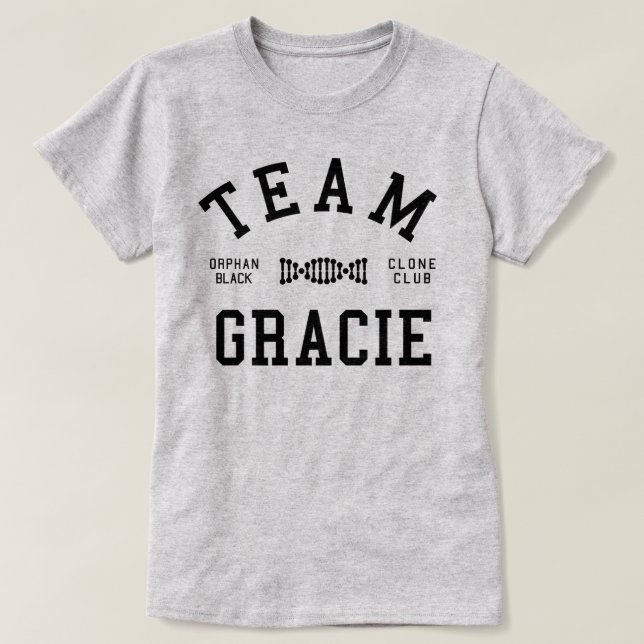 T-shirt Équipe noire orpheline Gracie (Design devant)