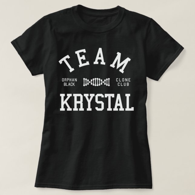 T-shirt Équipe noire orpheline Krystal (Design devant)