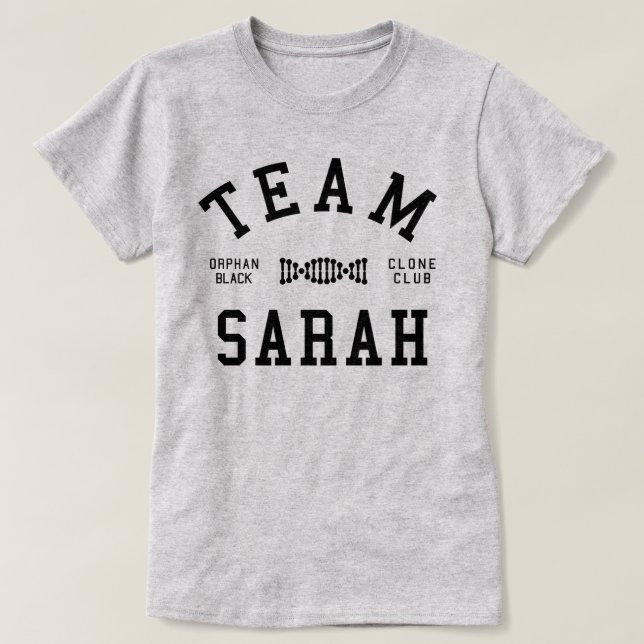 T-shirt Équipe noire orpheline Sarah (Design devant)