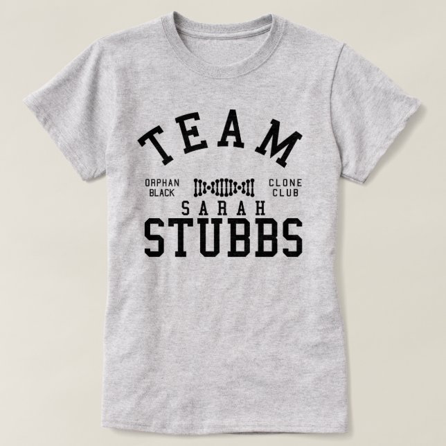 T-shirt Équipe noire orpheline Sarah Stubbs (Design devant)