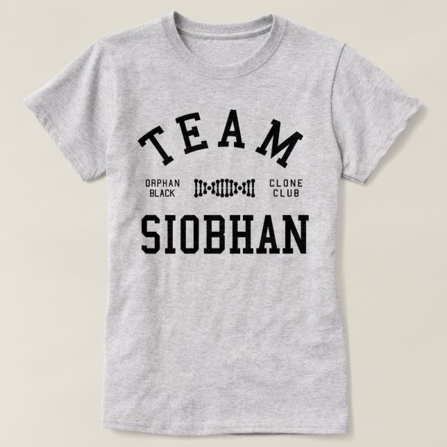 T-shirt Équipe noire orpheline Siobhan (Design devant)