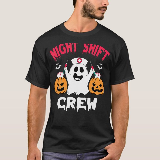 T-shirt Équipe Nuit Shift Infirmière Halloween Scrub T (Devant)