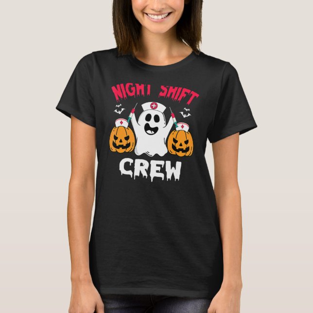 T-shirt Équipe Nuit Shift Nurse Halloween Scrub Halloween (Devant)