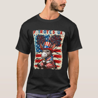 T-shirt Équipe patriotique Donkey 4 juillet Fireworks US F