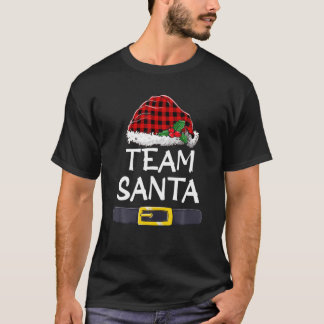 T-shirt Équipe Père Noël Red Plaid Famille de Noël Pyjamas