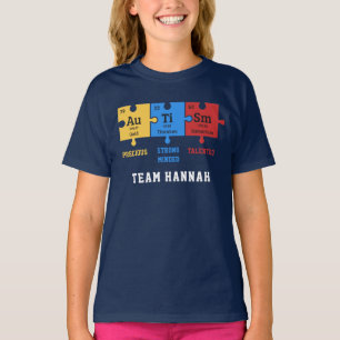 T-shirt Equipe Personnalisée Autisme Puzzle Éléments de ch