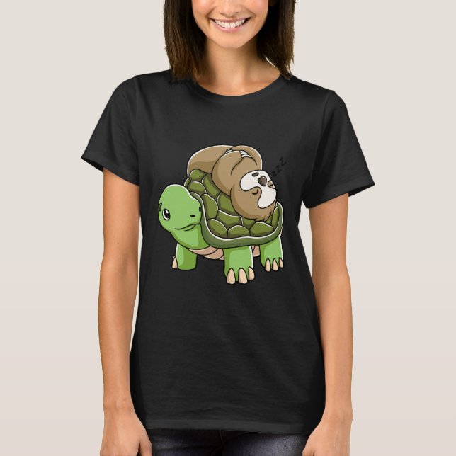 T-shirt Équipe Piggyback Runding Riding Sloth Turtle (Devant)