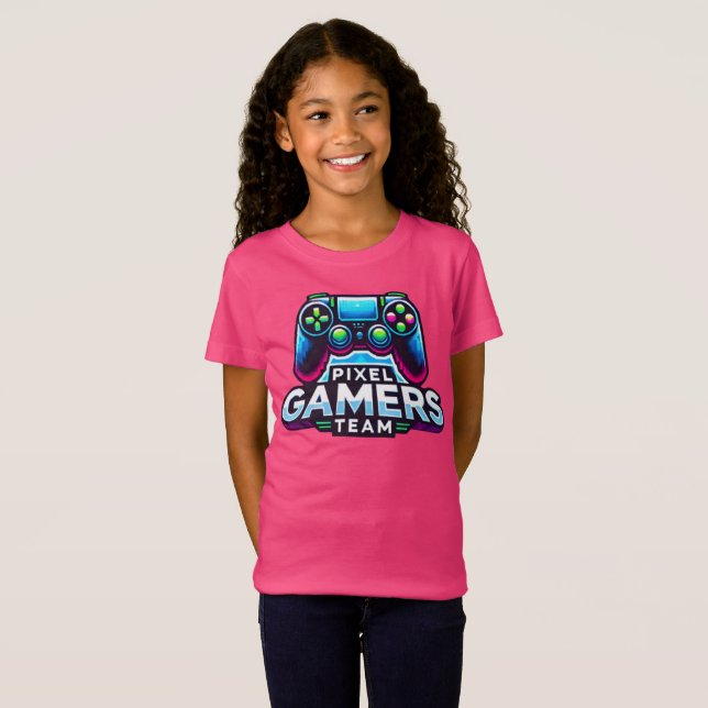 T-Shirt Équipe Pixel Gamers - Neon Princess Gaming (Devant entier)