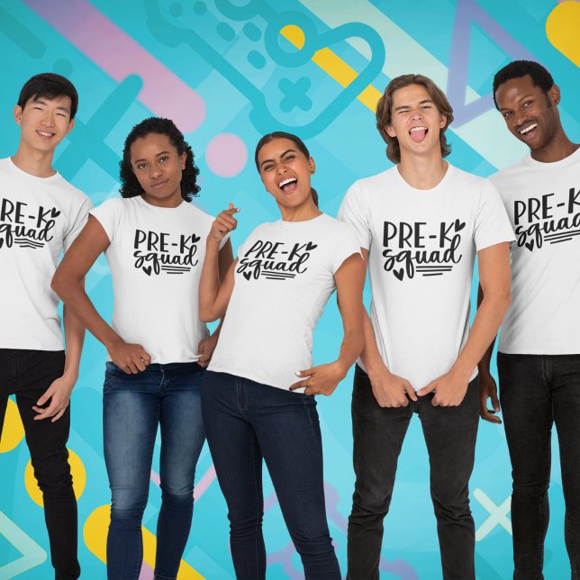 T-shirt Équipe pré-K avec le nom de l'enseignant à l'arriè (Créateur téléchargé)