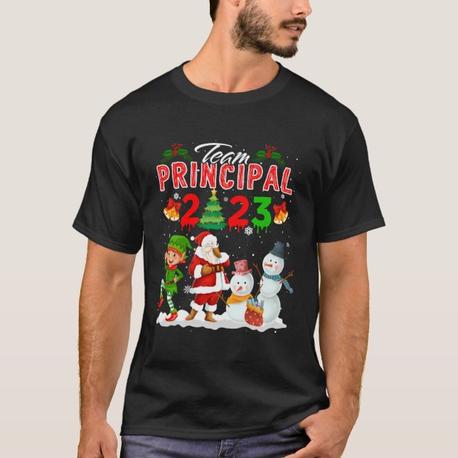 T-shirt Équipe Principale 2023 Noël Père Noël Reindeer Elf (Devant)