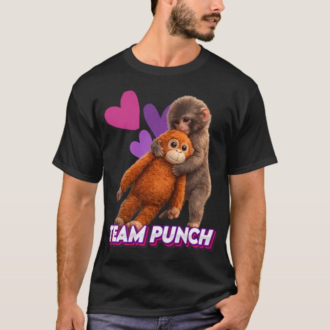 T-shirt Équipe Rétro de Bébé Singe Mignon Punch (Devant)