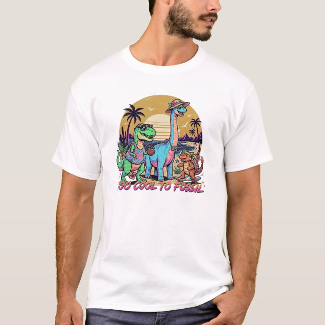 T-shirt Équipe Rétro d'Été Préhistorique Dinosaure Coucher (Devant)