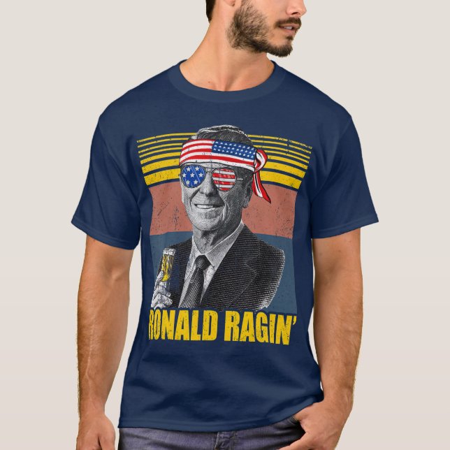 T-shirt Équipe Retro Ronald Ragin Reagan 4 juillet drôle (Devant)