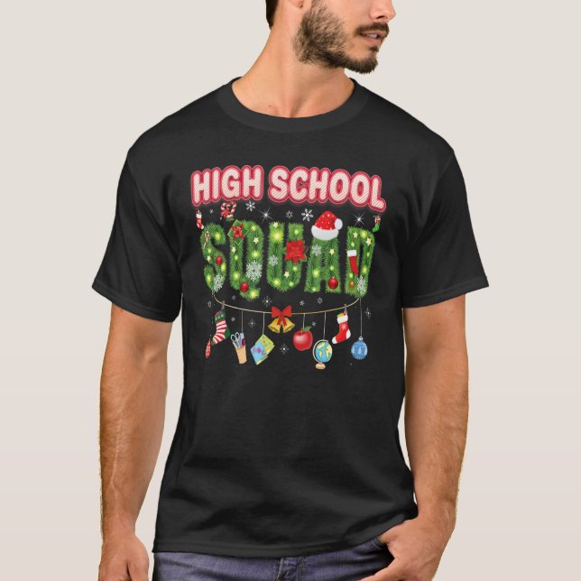 T-shirt Équipe secondaire Joyeux sapin de Noël Étudiant (Devant)