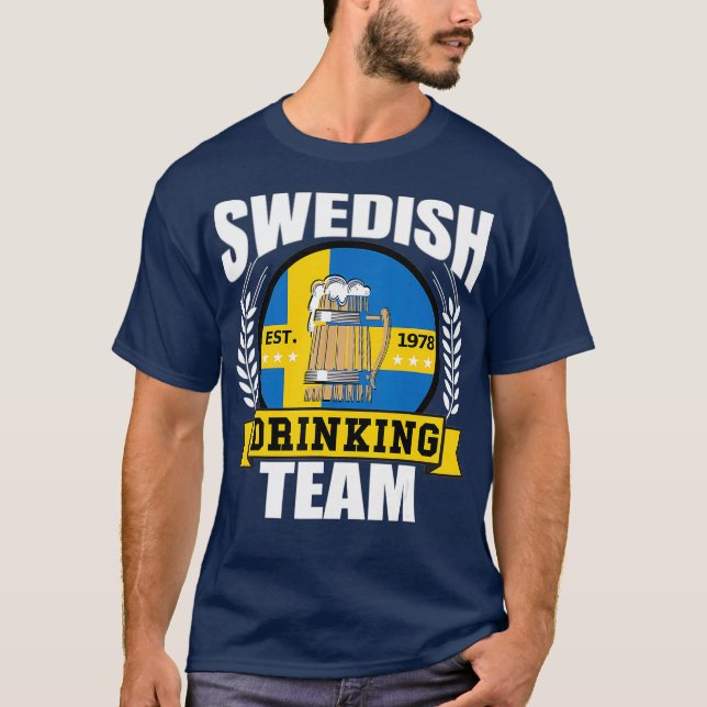 T-shirt Équipe suédoise de boisson Funny Suède Drapeau biè (Devant)