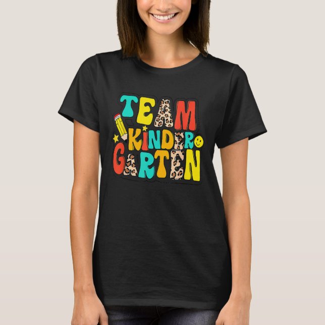 T-shirt Équipe super Gardergarten Leopard Retour À L'École (Devant)