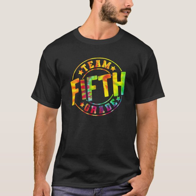 T-shirt Équipe Tie Dye Enseignant De 5E Année, 5E Année (Devant)
