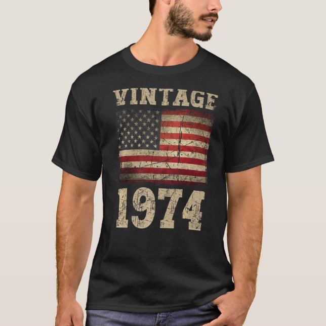 T-shirt Équipe vintage D'Anniversaire Du Drapeau Américain (Devant)