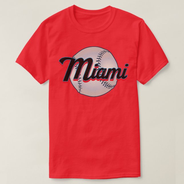T-shirt Équipe Vintage de baseball de Miami (Design devant)