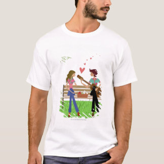 T-shirt Équipez jouer la guitare avec une femme près de