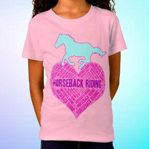 T-Shirt Équitation Cœur avec Poney Sauvage