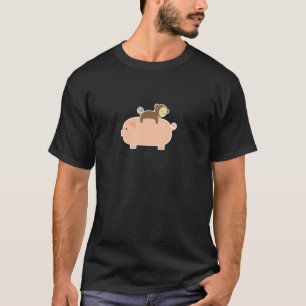 T-shirt Équitation de singe de bébé sur un porc