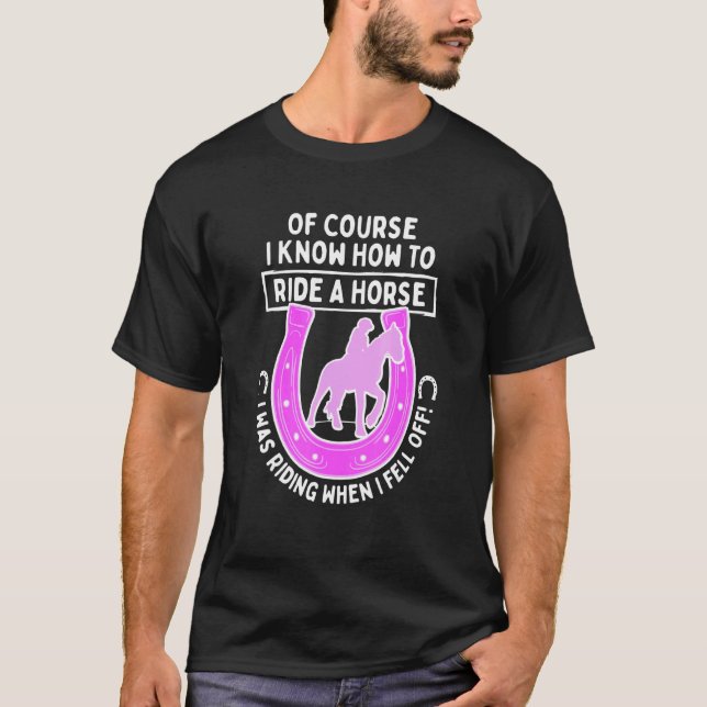 T-shirt Équitation pour cavalier  Comment monter un cheval (Devant)