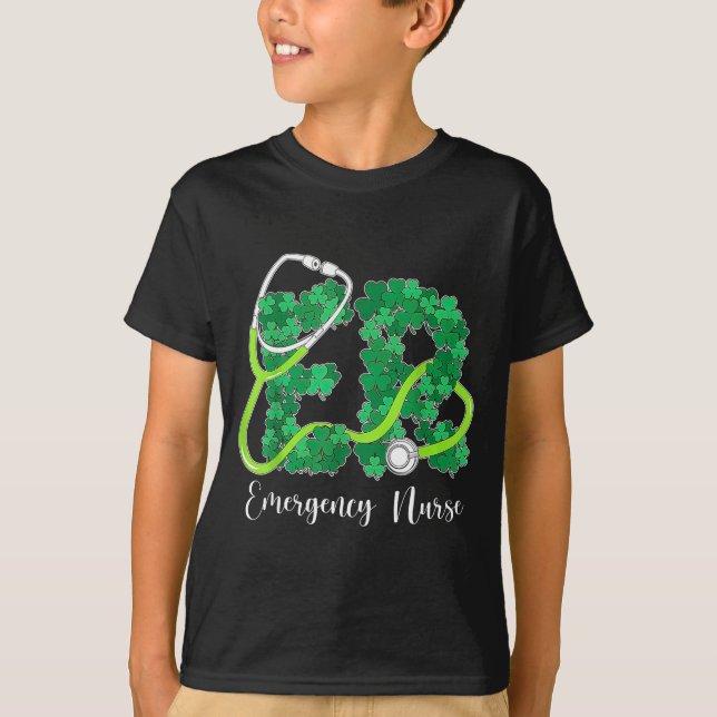 T-shirt Er Emergency Nurse Stethoscope St. Patrick's Day S (Devant)