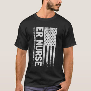 T-shirt Er Infirmière Distress American Flag Urgence Salle