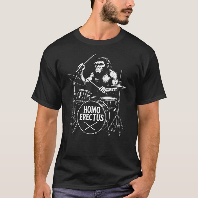 T-shirt Érectus Homo progressif avec tambours cadeau (Devant)