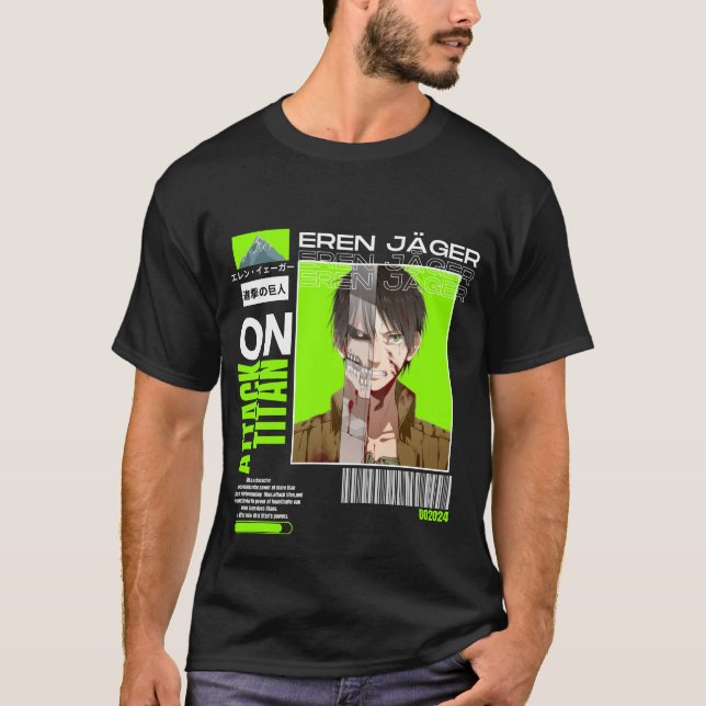T-shirt Eren Jeager en Titan forme autocollant classique (Devant)