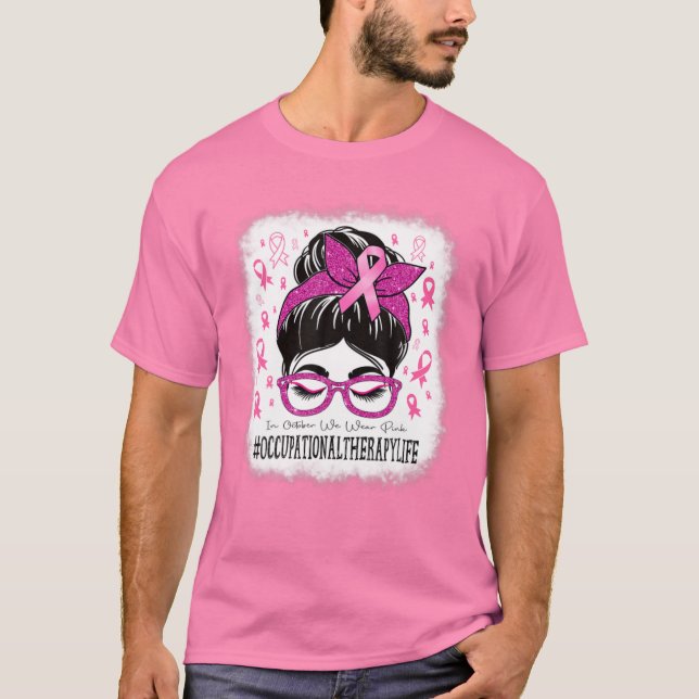T-shirt Ergothérapie Messy Bun Femmes Cancer du sein (Devant)