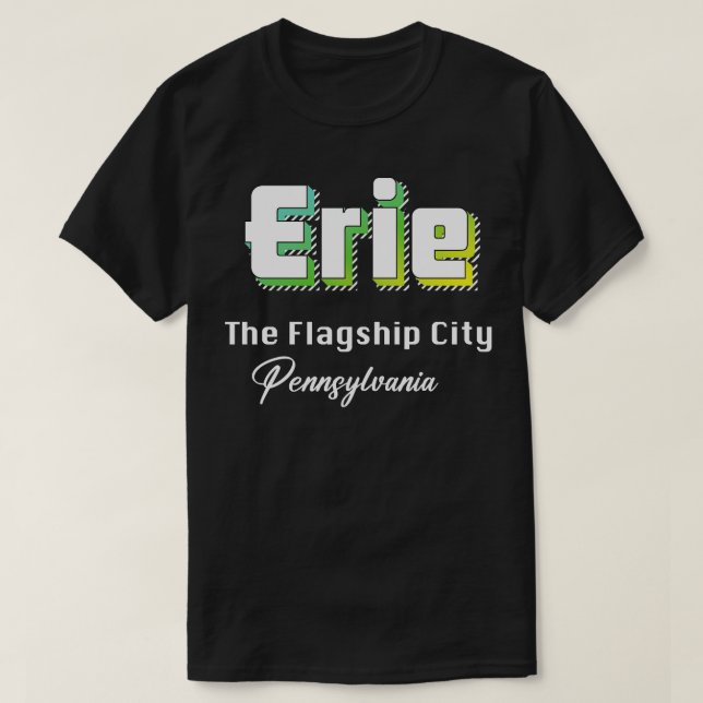 T-shirt Erie Pennsylvania Yellow Text (Design devant)