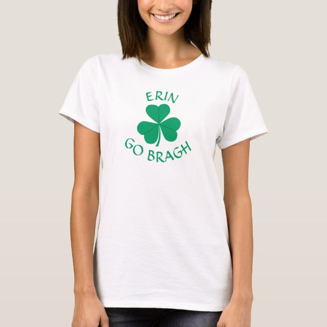 T-shirt Erin Go Bragh Shamrock vert courbé (Devant)