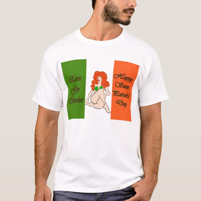 T-shirt Erin vont le jour de St Patrick heureux braless (Devant)