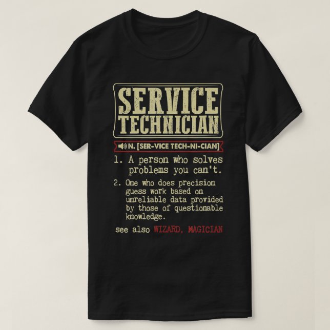 T-shirt erm du dictionnaire de techniciens de service (Design devant)