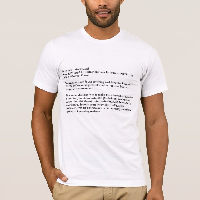 T-shirt Erreur 404--Pas hypertexte 2068 de RFC de (Devant)