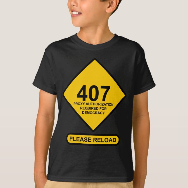 T-shirt Erreur 407 : Authentification par proxy de démocra (Devant)