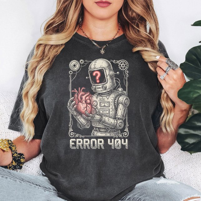 T-shirt Erreur de Robot 404 Cœur Point d'Interrogation Vin (Créateur téléchargé)