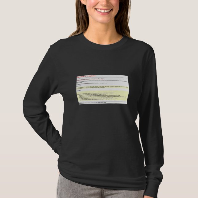 T-shirt Erreur d'objet non défini sur une instance d'objet (Devant)