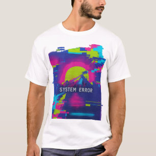T-shirt ERREUR SYSTÈME – Glitch Sunset Mountains