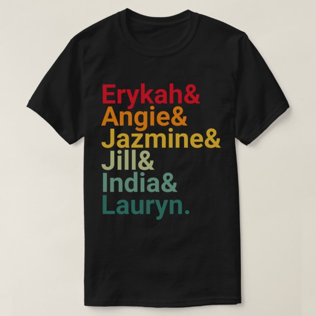 T-shirt Erykah, Angie, Jazmine, Inde, Lauryn Sunset Retro (Design devant)