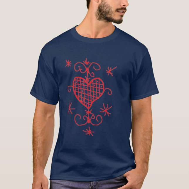 T-shirt Erzulie Coeur Rouge Veve Voodoo Love Sigil (Devant)