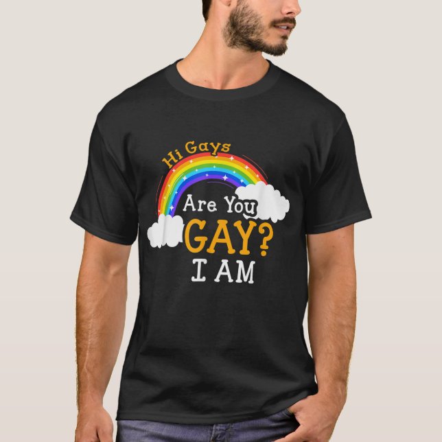 T-shirt Es-Tu Gay Teh Hi Gays Es-Tu Gay Je Suis LGBT  (Devant)