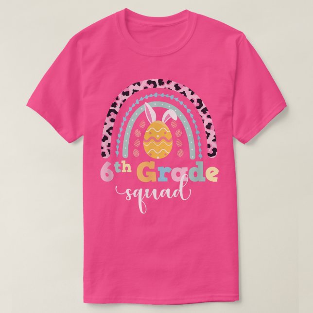 T-shirt Escadron de 6e année Leopard Arc-en-ciel Enseignem (Design devant)