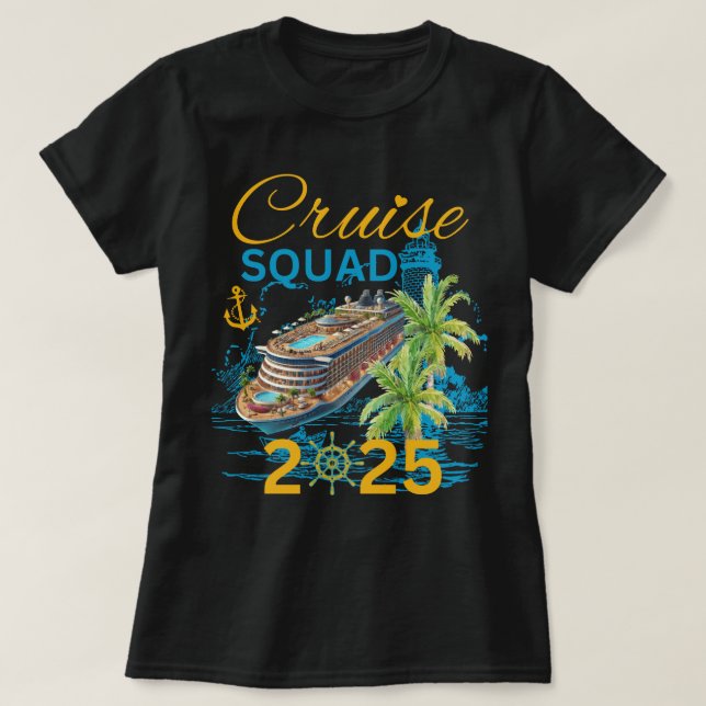 T-shirt Escadron de croisière 2025 Vacances en famille (Design devant)