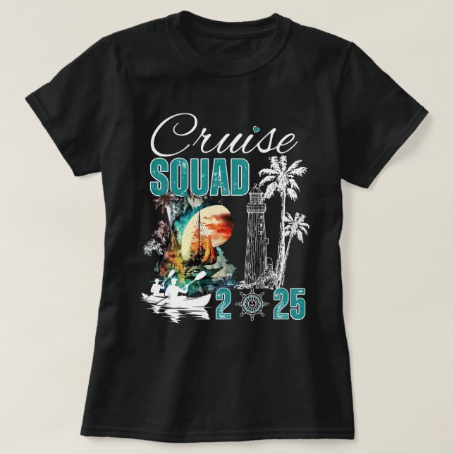 T-shirt Escadron de croisière 2025 Vacances en famille (Design devant)
