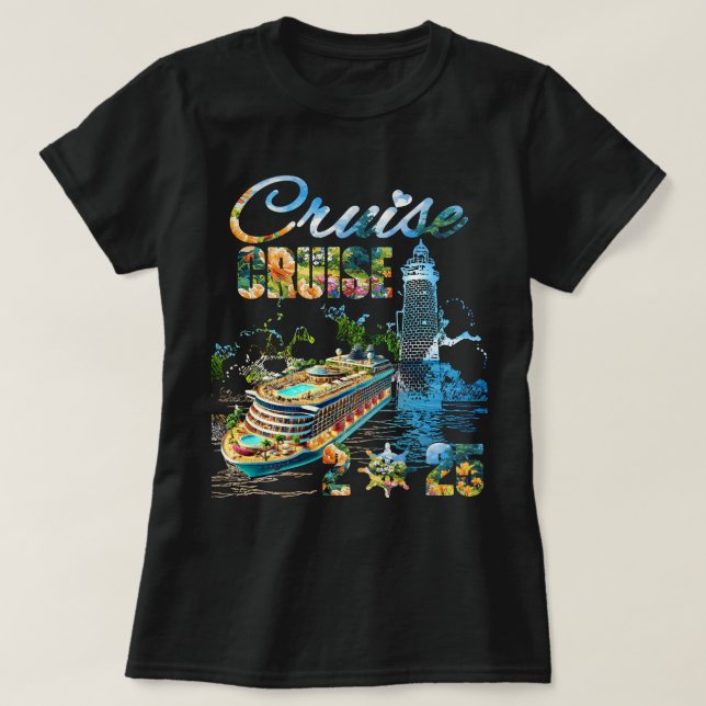 T-shirt Escadron de croisière 2025 Vacances en famille (Design devant)