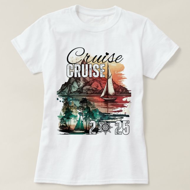 T-shirt Escadron de croisière 2025 Vacances en famille (Design devant)