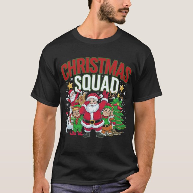 T-shirt Escadron de Noël Père Noël Dabbing Elf Family Pyja (Devant)